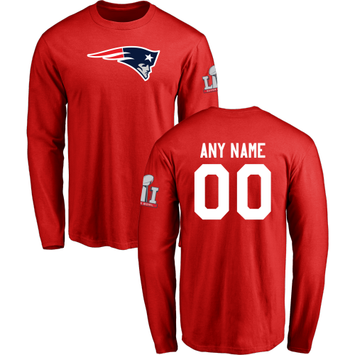 Men New England Patriots Design-Your-Own Long Sleeve Custom NFL T-Shirt